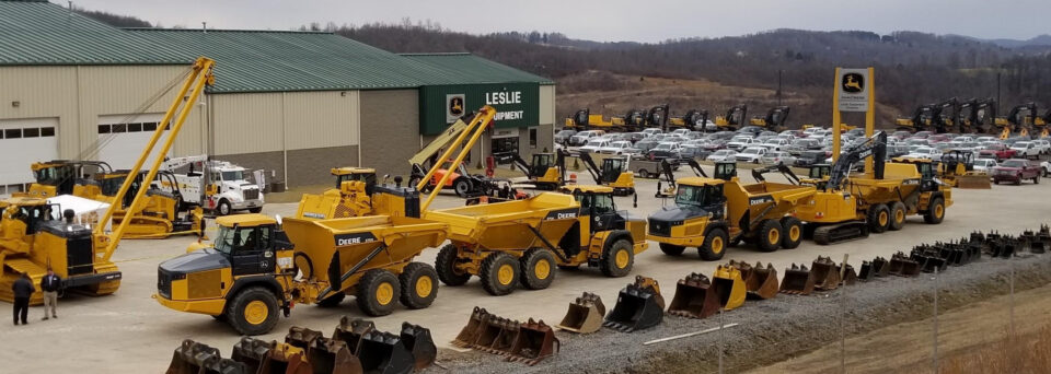 The equipment yard at Leslie Equipment Company, who will be offering LaValley Industries rentals and sales to their customers in the eastern U.S.